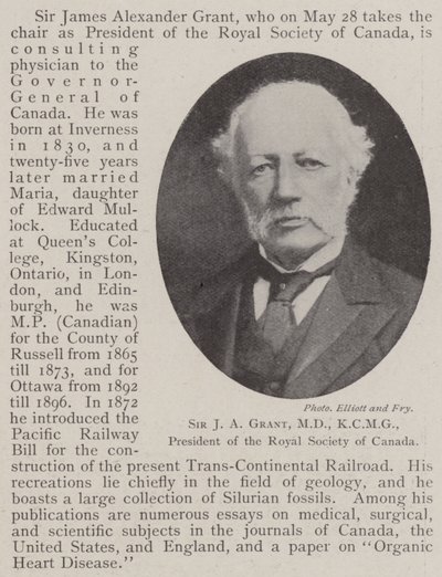 Sir J A Grant, MD, KCMG, voorzitter van de Royal Society of Canada door English Photographer