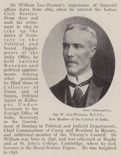 Sir W Lee-Warner, KCSI, nieuw lid van de Raad van India door English Photographer