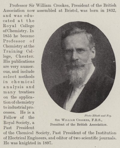 Sir William Crookes, FRS, Voorzitter van de Britse Vereniging door English Photographer