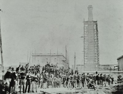 Southern Outfall Riool, Crossness: hoogwaardigheidsbekleders op de locatie, 1865 door English Photographer
