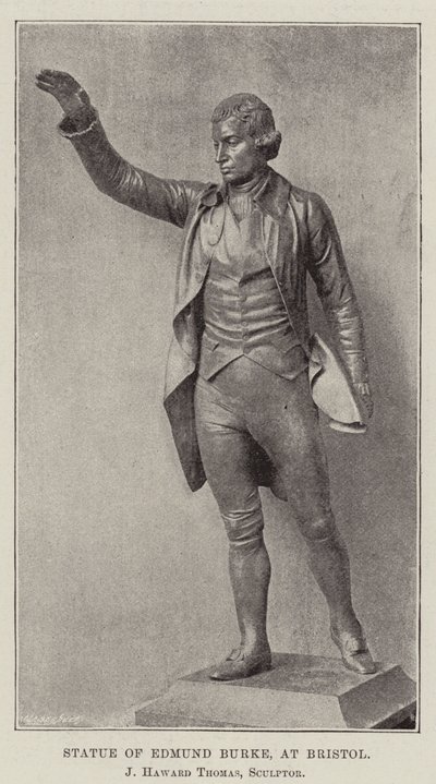Standbeeld van Edmund Burke in Bristol, J Haward Thomas, beeldhouwer door English Photographer