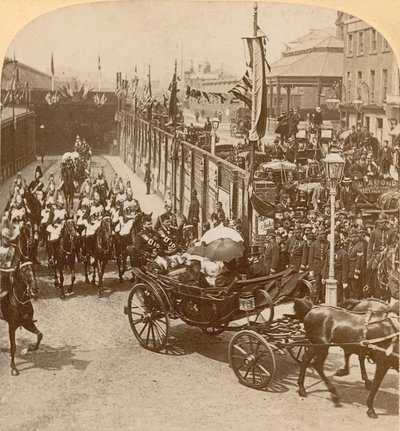 Stereografische afdruk van het diamanten jubileum van koningin Victoria door English Photographer