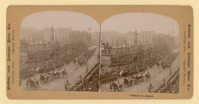 Stereografische afdruk van het diamanten jubileum van koningin Victoria door English Photographer