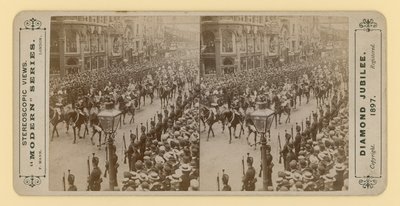 Stereoscopische afdruk van het diamanten jubileum van koningin Victoria, 28 juni 1897 door English Photographer