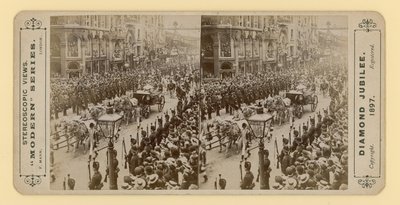 Stereoscopische afdruk van het diamanten jubileum van koningin Victoria, 28 juni 1897 door English Photographer