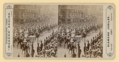 Stereoscopische afdruk van het diamanten jubileum van koningin Victoria, 28 juni 1897 door English Photographer