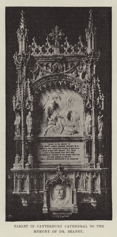 Gedenkplaat in de kathedraal van Canterbury ter nagedachtenis aan Dr. Beaney door English Photographer