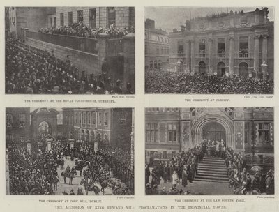 De troonsbestijging van koning Edward VII, proclamaties in de provinciale steden door English Photographer