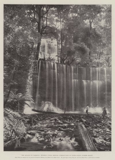 De vooruitgang van Tasmanië, Russells Falls, met gemiddelde waterstroom tijdens het zomerseizoen door English Photographer