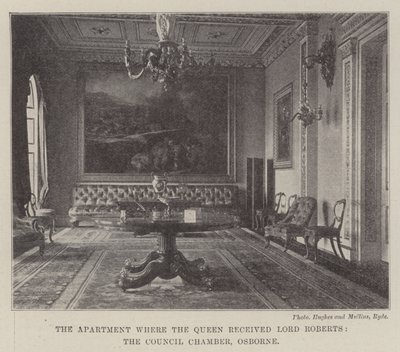 Het appartement waar de koningin Lord Roberts ontving, de Raadskamer, Osborne door English Photographer