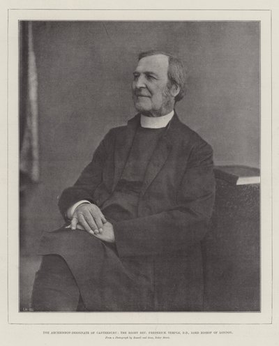De aartsbisschop-aangewezen van Canterbury, de zeer eerwaarde Frederick Temple, DD, bisschop van Londen door English Photographer