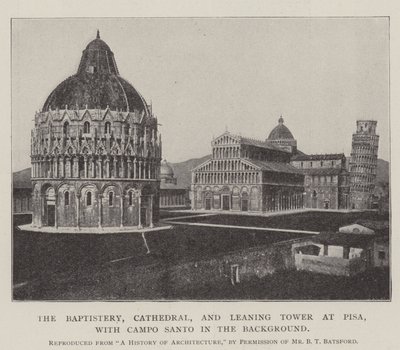 De doopkapel, kathedraal en scheve toren van Pisa, met Campo Santo op de achtergrond door English Photographer