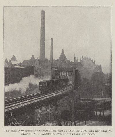 De Berlijnse bovengrondse spoorweg, de eerste trein die het energiecentrale verlaat en boven de Anhalt-spoorweg passeert door English Photographer