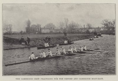 De Cambridge Crew oefent voor de Oxford en Cambridge Bootrace door English Photographer