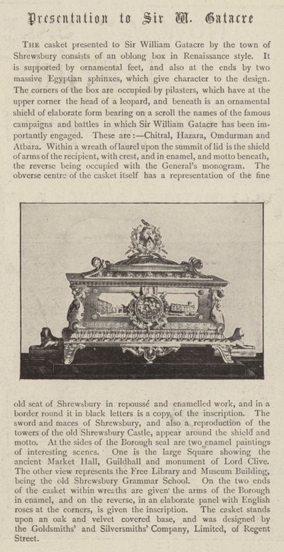 De kist aangeboden aan Sir William Gatacre door de stad Shrewsbury door English Photographer