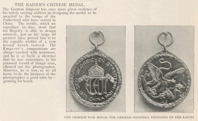 De Chinese Oorlogsmedaille voor Duitse Soldaten, Ontworpen door de Keizer door English Photographer