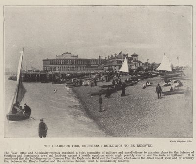 De Clarence Pier, Southsea, gebouwen die verwijderd moeten worden, 2 mei 1896 door English Photographer
