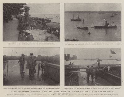 De aanvaring tussen de stoomboot Primus en de sleepboot Hansa op de Beneden-Elbe, 21 juli, scènes na de ramp door English Photographer