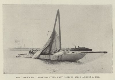 De Columbia, toont stalen mast die op 2 augustus 1899 is afgebroken door English Photographer