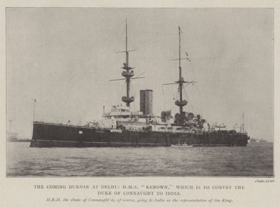 Het komende Durbar in Delhi, HMS Renown, die de hertog van Connaught naar India zal brengen door English Photographer