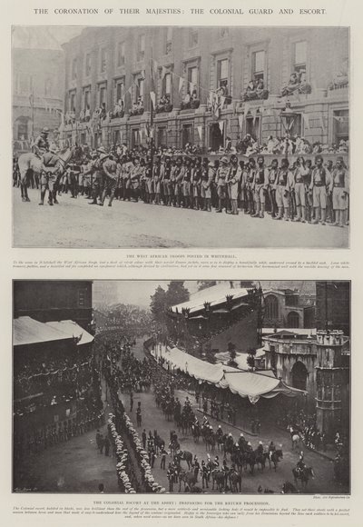 De Kroning van Hunne Majesteiten, de Koloniale Garde en Begeleiding door English Photographer