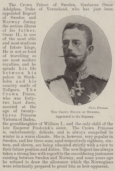 De kroonprins van Zweden, benoemd tot regent door English Photographer