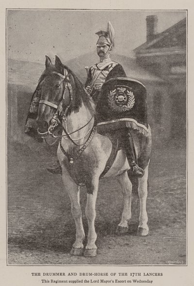 De trommelaar en trommelpaard van de 17e Lancers door English Photographer