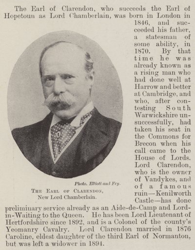 De graaf van Clarendon, nieuwe Lord Chamberlain door English Photographer