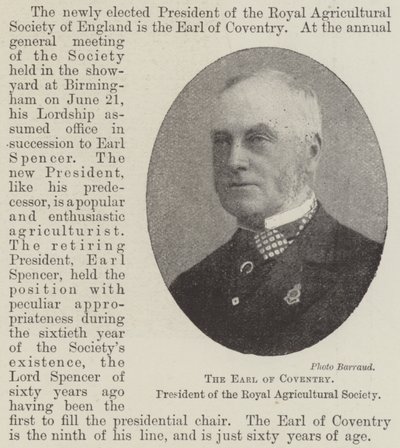 De Graaf van Coventry, Voorzitter van de Koninklijke Landbouwvereniging door English Photographer