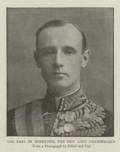 De graaf van Hopetoun, de nieuwe Lord Chamberlain door English Photographer