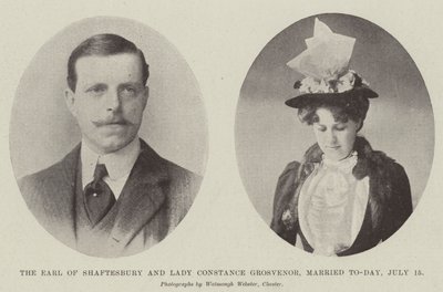 De graaf van Shaftesbury en Lady Constance Grosvenor, vandaag getrouwd, 15 juli door English Photographer