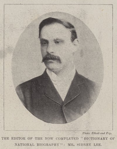 De redacteur van het nu voltooide Dictionary of National Biography, Mr. Sidney Lee door English Photographer