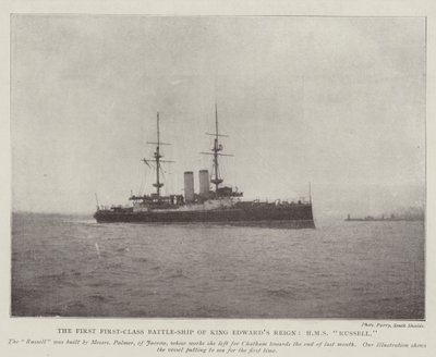 Het eerste eersteklas slagschip van koning Edward, HMS Russell door English Photographer