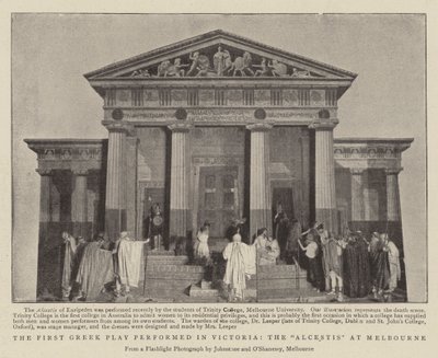 Het eerste Griekse toneelstuk opgevoerd in Victoria, de Alcestis in Melbourne door English Photographer