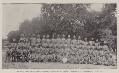 De eerste Indiase troepen geselecteerd voor dienst in China, No 3 Compagnie, Queens Own Madras Sappers en Miners door English Photographer