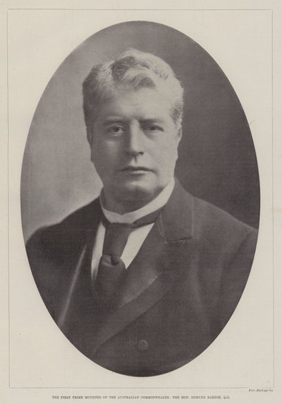 De eerste premier van het Australische Gemenebest, de Eerwaarde Edmund Barton, QC door English Photographer