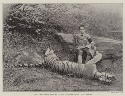De Eerste Tijger geschoten door Prins Bughwan Singh, Twaalf Jaar Oud door English Photographer