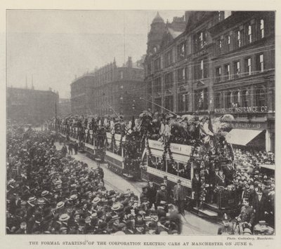 De Formele Start van de Gemeentelijke Elektrische Wagens in Manchester op 6 juni door English Photographer