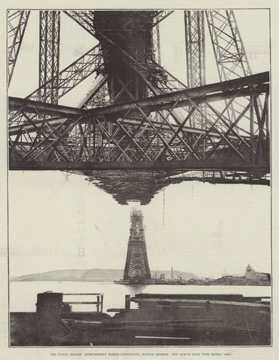 De Forth Brug, Queensferry Noordelijke Cantilever, Onderste Lid, en Garvie Hoofdpier (april 1889) door English Photographer