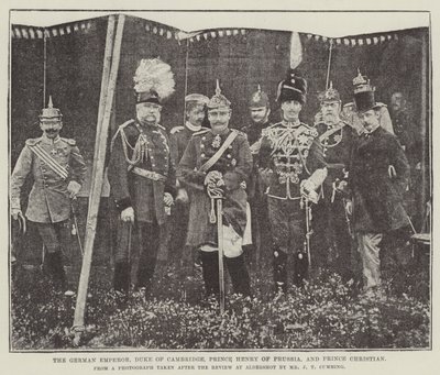De Duitse Keizer, Hertog van Cambridge, Prins Hendrik van Pruisen, en Prins Christiaan door English Photographer
