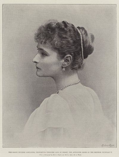 De groothertogin Alexandra Feodorovna (prinses Alix van Hessen), de verloofde bruid van keizer Nicolaas II door English Photographer