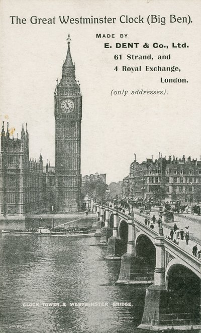 De Grote Westminster Klok, Big Ben, Gemaakt door E Dent und Co Ltd door English Photographer
