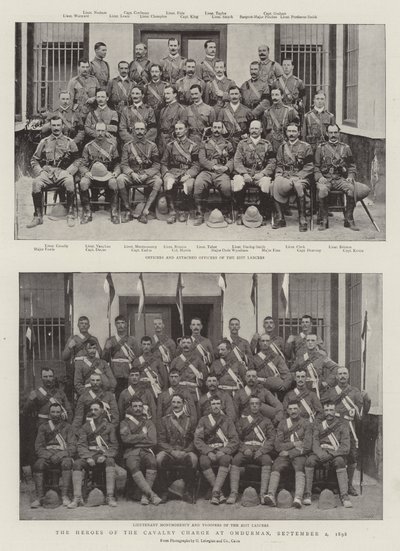 De helden van de cavalerieaanval bij Omdurman, 2 september 1898 door English Photographer