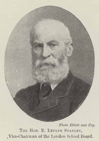 De eerwaarde E Lyulph Stanley, vice-voorzitter van de Londense schoolraad door English Photographer
