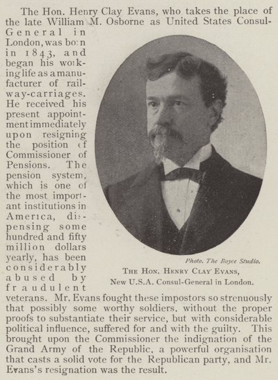 De Eerwaarde Henry Clay Evans, Nieuwe Amerikaanse Consul-Generaal in Londen door English Photographer