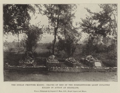 De Indiase grensopstand, graven van mannen van de Somersetshire Light Infantry gedood in actie bij Shabkadr door English Photographer