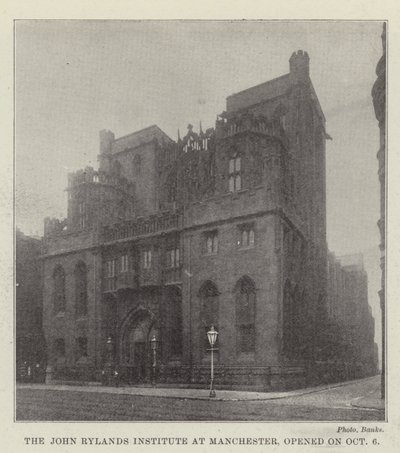 Het John Rylands Instituut in Manchester, geopend op 6 oktober door English Photographer