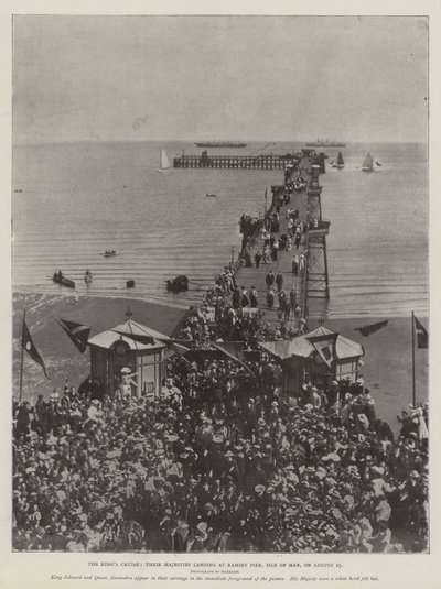 De Koningscruise, Hunne Majesteiten landen op Ramsey Pier, Isle of Man, op 25 augustus door English Photographer