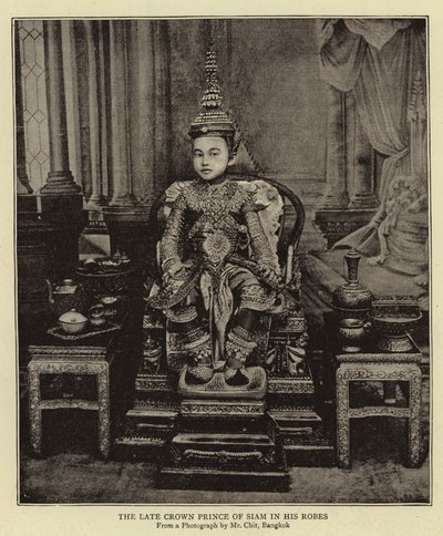 De Wijlen Kroonprins van Siam in zijn Gewaden door English Photographer