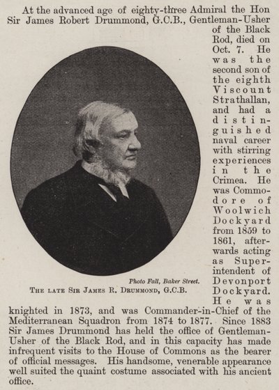 De overleden Sir James R Drummond, GCB door English Photographer
